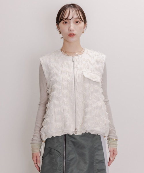 Eimee Law ベスト ジレ ツィードリボンジャガード ドロストジレ