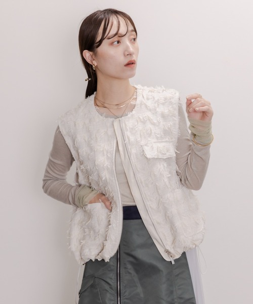 Eimee Law（エイミーロウ） ベスト ジレ ツィードリボンジャガード