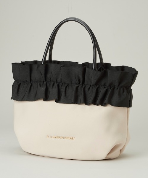 【ランバンスポール】人気刻印ロゴ×段切りかえフリルデザイン ゴルフカートバッグ黒 LANVIN SPORT フリルカートバック -デサントストア-DESCENTE STORE-