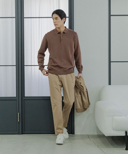 ブラウン ポロシャツスタイル 長袖ニット New Venture 長袖ニットポロシャツ | ロングスリーブ | Lululemon JP
