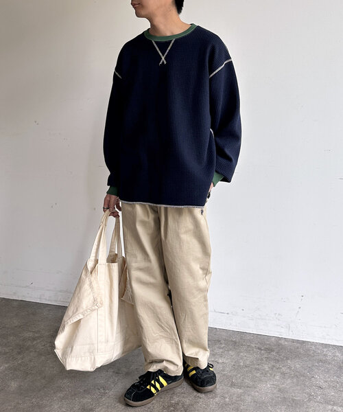 tシャツ リブ配色ステッチワッフルプルオーバー レディース メンズ CPCM tシャツ リブ配色ステッチワッフルプルオーバー レディース
