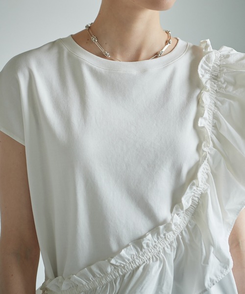 ROSE BUD tシャツ 2WAYフリルドッキングカットソー レディース