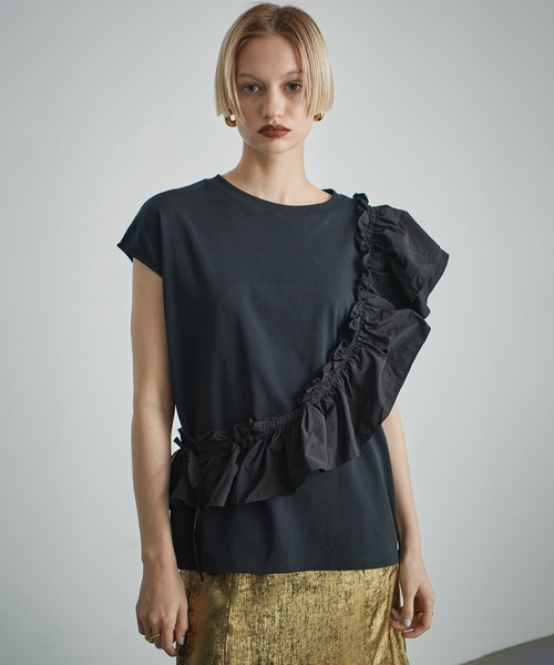 ROSE BUD tシャツ 2WAYフリルドッキングカットソー レディース