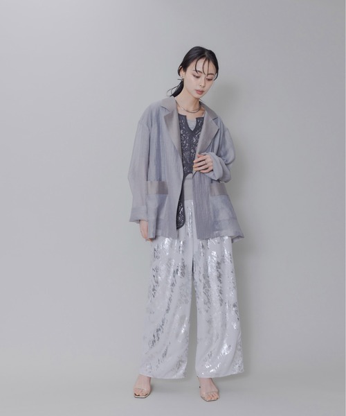 エイミーロウ　シアーテーラードラフジャケット　グレー Eimee Law ジャケット テーラードジャケット シアーテーラード