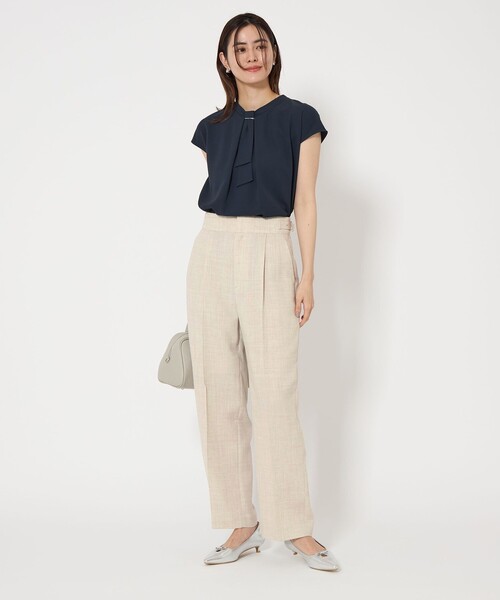 00's リネンスラックス セール】 ストレッチリネン ノープリーツスリムスラックス