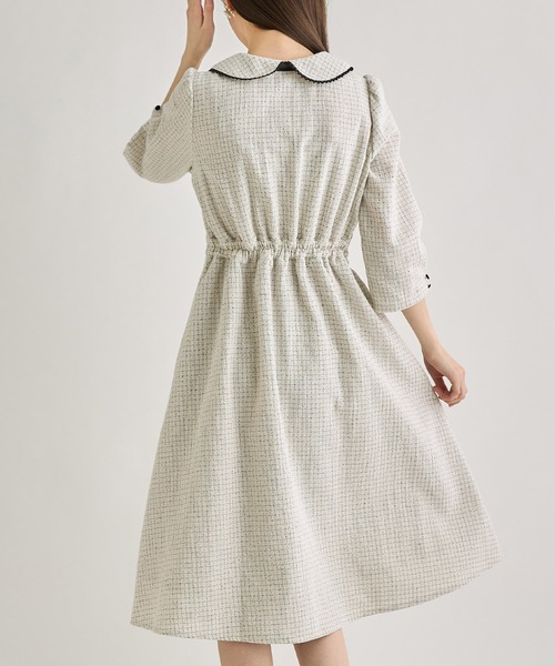 「tocco closet」 7分袖ワンピース M オフホワイト レディース_画像3