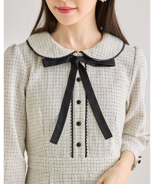 「tocco closet」 7分袖ワンピース M オフホワイト レディース_画像4