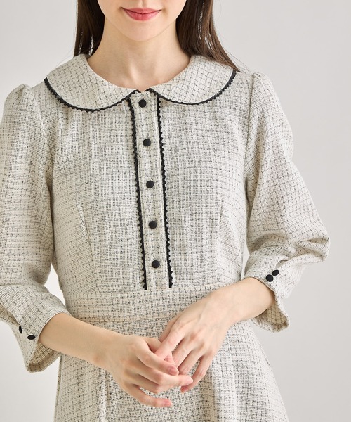 「tocco closet」 7分袖ワンピース M オフホワイト レディース_画像6