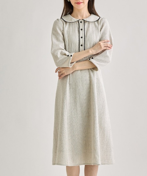 「tocco closet」 7分袖ワンピース M オフホワイト レディース_画像7