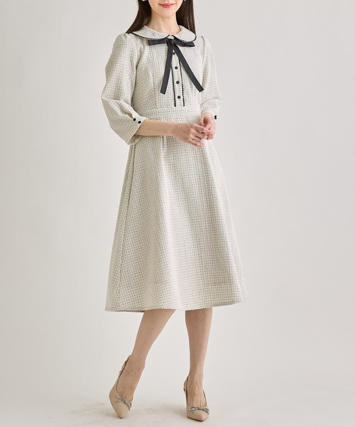 「tocco closet」 7分袖ワンピース M オフホワイト レディース_画像8