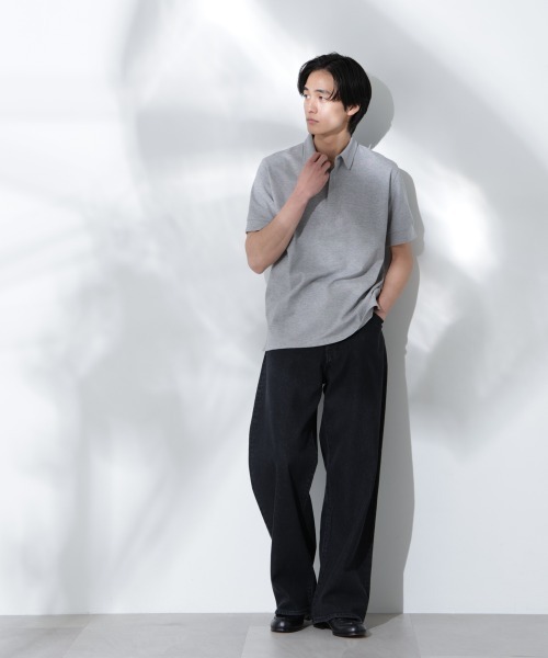 黒とグレーのポロシャツセット　 Anti Soaked汗染み防止 比翼ポロシャツ NANO universe ポロシャツ Anti Soaked(R) 汗染み防止 比翼