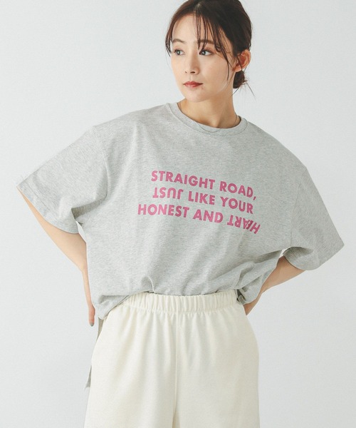 GLOBAL WORK tシャツ ヘビロッTEEワイドプリント半袖/289396
