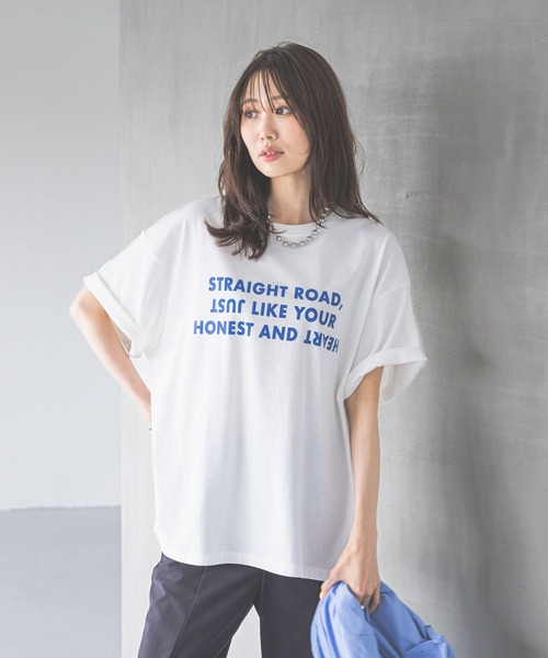 GLOBAL WORK tシャツ ヘビロッTEEワイドプリント半袖/289396