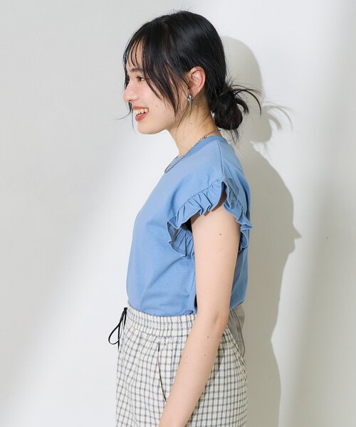 tシャツ 袖フリルノースリーブカットソー レディース 楽天市場】【P2倍&クーポン有】ノースリーブ フリル カットソー