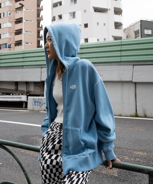 「X-girl」 ジップアップパーカー S ベージュ レディース