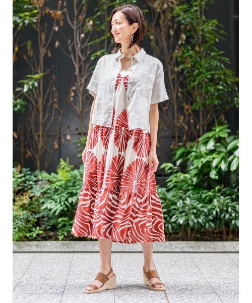 ブラウス シャツ ボクシー リネン ショートスリーブ レディース
