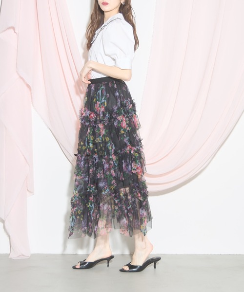 tocco closet スカート 「ZOZO限定」フラワーティアードシフォン