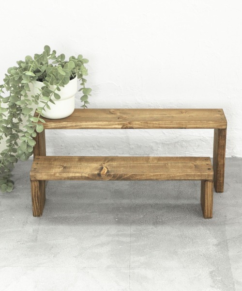 <未来工房 国産杉>　ビッグサイズのwoodラック woodシェルフ キッチン 国産杉 木製2段ウッドシェルフ キッチンラック ハンドメイド