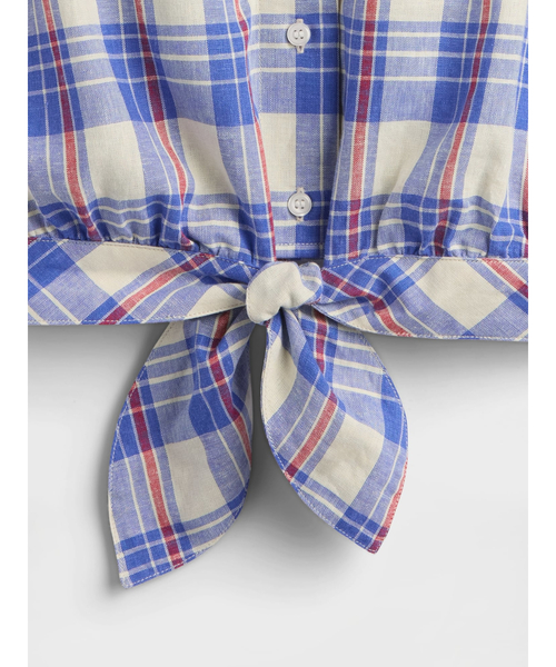 ブラウス シャツ リネン混 クロップド フロントタイ シャツ レディース GAP ブラウス シャツ リネン混 クロップド フロントタイ