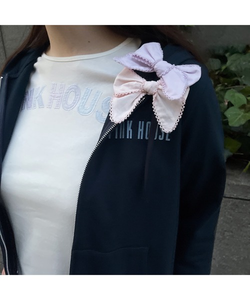 PINK HOUSE / ピンクハウス あじさいグラデーションロゴアップリケパーカー あじさいグラデーションロゴアップリケパーカー｜ピンクハウス