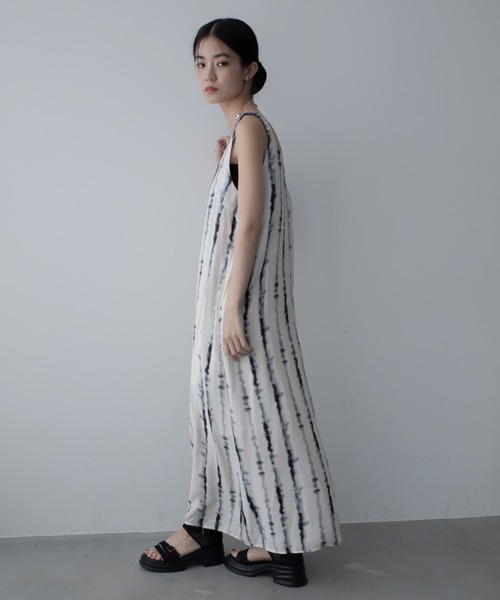 関税込   Jeans タイダイ ミディ ギャザーワンピース Loungedress ワンピース Vギャザーワンピース : ZOZOTOWN Yahoo