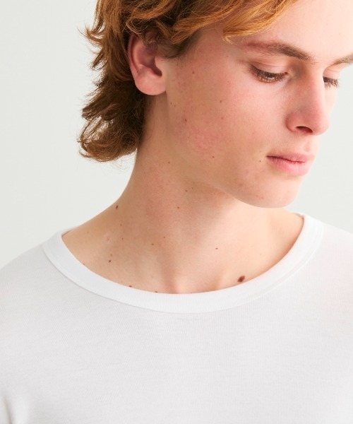 「three dots」 長(zhǎng)袖Tシャツ MEDIUM ホワイト メンズ