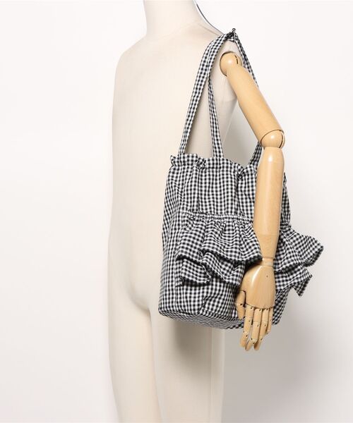 lululemon チェック柄トートバッグ シルバーのロゴ付き VIBGYOR トートバッグ Mignonjour/フリルチェック柄トートバッグ