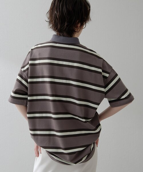 ポロシャツ ポロ 「THE PAUSE」ボーダーBIGポロシャツ レディース THE PAUSE ポロシャツ ポロ 「THE PAUSE」ボーダーBIGポロシャツ