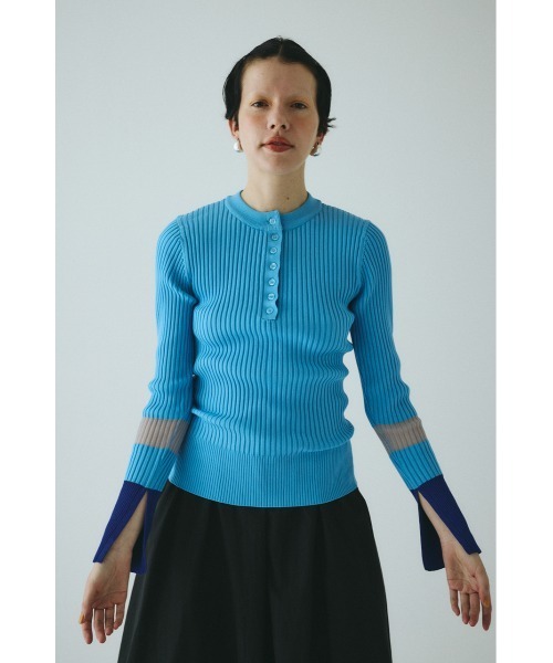 トップス Casey knit tops HeRIN.CYE ニット セーター Henley neck knit tops ヘンリーネック