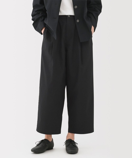 無印良品（MUJI） パンツ 婦人 乾きやすい ブロードワイドテーパード