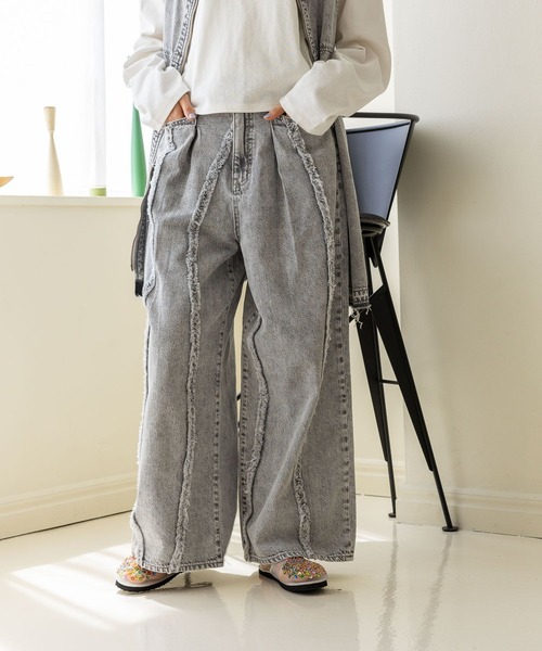 「niko and...」 デニムパンツ LARGE ライトグレー レディース_画像6