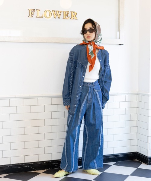 「niko and...」 デニムパンツ LARGE ライトグレー レディース_画像7