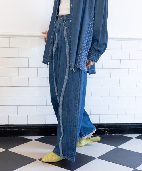 「niko and...」 デニムパンツ LARGE ライトグレー レディース_画像8