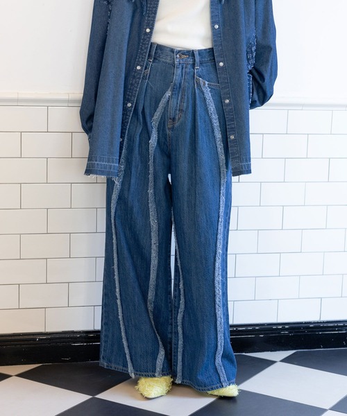 「niko and...」 デニムパンツ LARGE ライトグレー レディース_画像9
