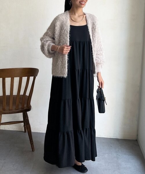 Chez toi（シェトワ） カーディガン ラメフラワーフェザーモールカーデ