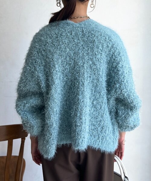 Chez toi（シェトワ） カーディガン ラメフラワーフェザーモールカーデ