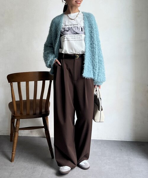 Chez toi（シェトワ） カーディガン ラメフラワーフェザーモールカーデ