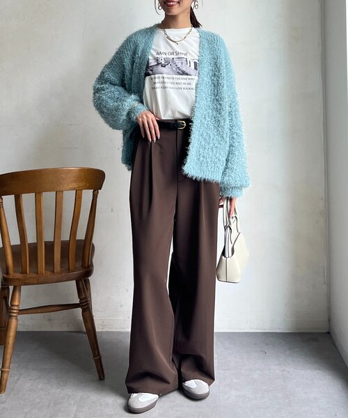 Chez toi（シェトワ） カーディガン ラメフラワーフェザーモールカーデ