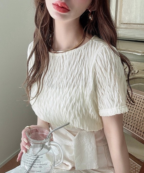 「Meiru」 半袖ブラウス MEDIUM ホワイト レディース_画像4