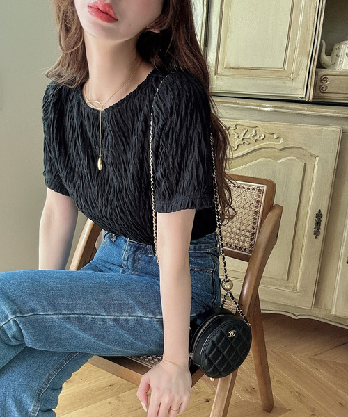 「Meiru」 半袖ブラウス MEDIUM ホワイト レディース_画像6