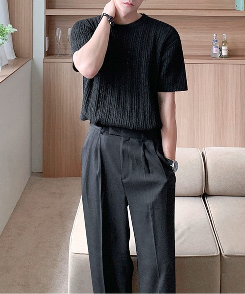 「JOHNNY WOLF」 半袖ニット L ブラック メンズ_画像6