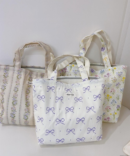 VIBGYOR トートバッグ Liaa/花柄 リボン ミニトート ランチバッグ