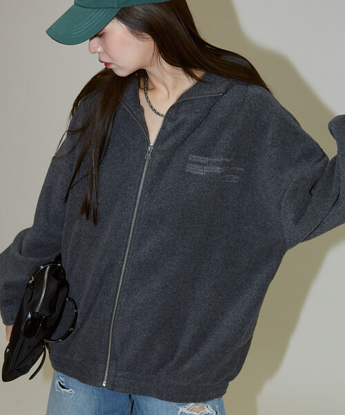 Unhappy birthday 構文 ビッグパーカー Mサイズ PUBLUX/レタリング 刺繍 フリース ジップ ビッグ パーカー 限定展開