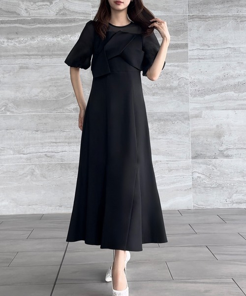 「JUNOAH」 半袖ワンピース X-LARGE アイボリー レディース_画像2