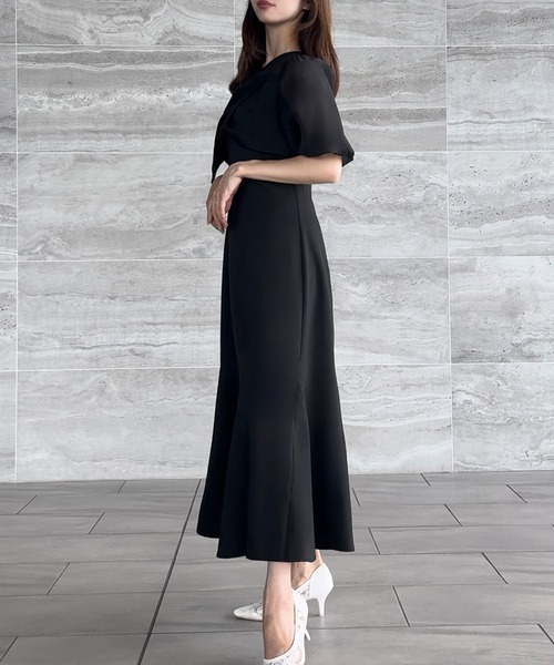 「JUNOAH」 半袖ワンピース X-LARGE アイボリー レディース_画像3