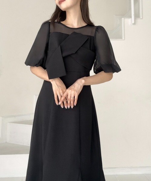 「JUNOAH」 半袖ワンピース X-LARGE アイボリー レディース_画像7