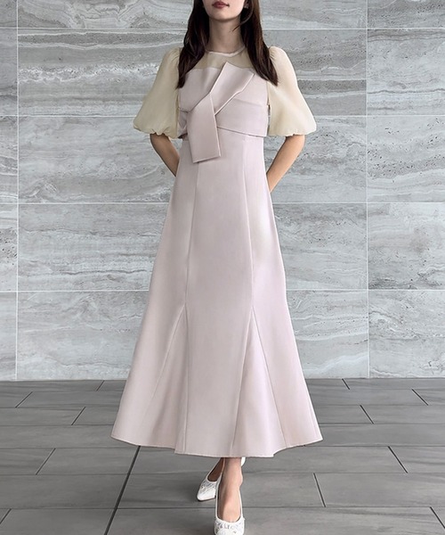 「JUNOAH」 半袖ワンピース X-LARGE アイボリー レディース_画像8
