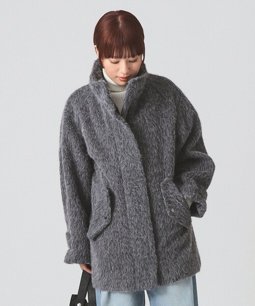 Ray BEAMS コート アウター シャギースタンド カラー ハーフ