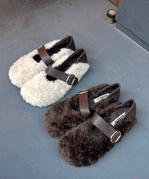 LACーVERT パンプス ベルトデザインボアフラットシューズ : ZOZOTOWN