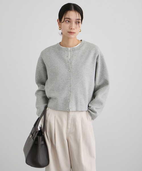 SALON adam et ropé クルーネッククロップドカーディガン セール】クルーネッククロップドカーディガン-CreamyCotton